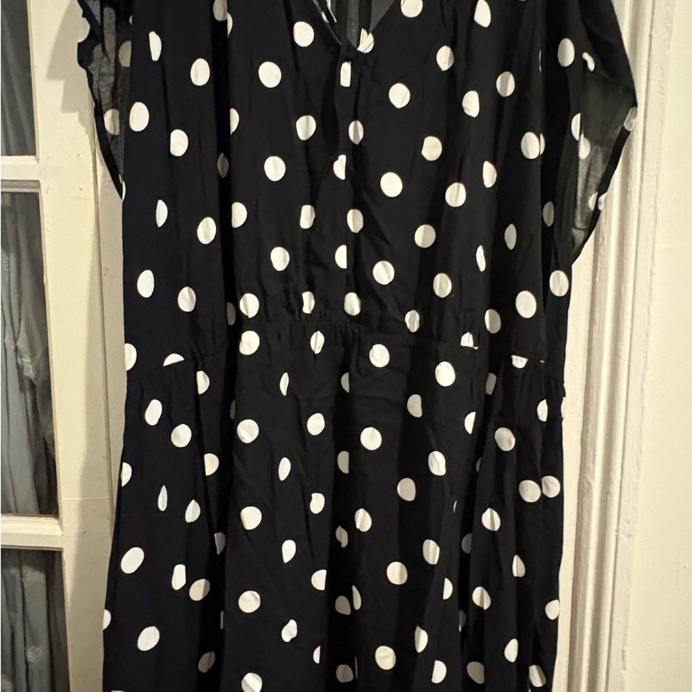 Ava & Viv Black and White Polka Dot Midi Dress